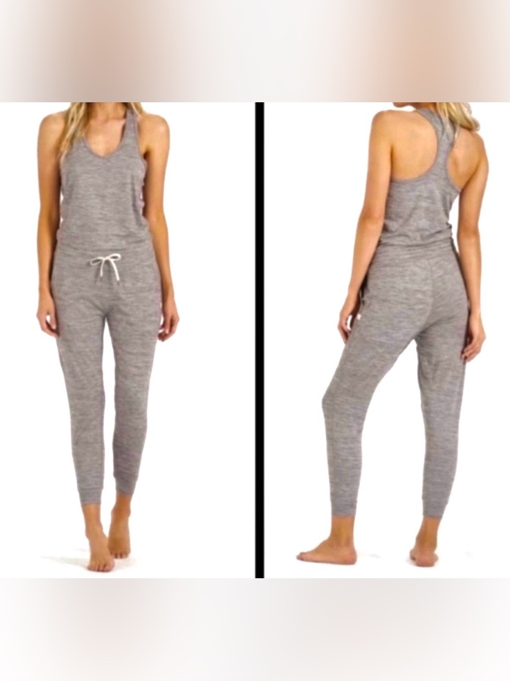Vuori Gray Tank Jumpsuit Racerback w/ Drawstring super soft